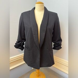 Chapter One ruched sleeve open blazer